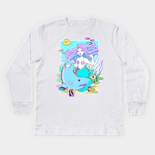 Mermaid and Shark Kids Long Sleeve T-Shirt